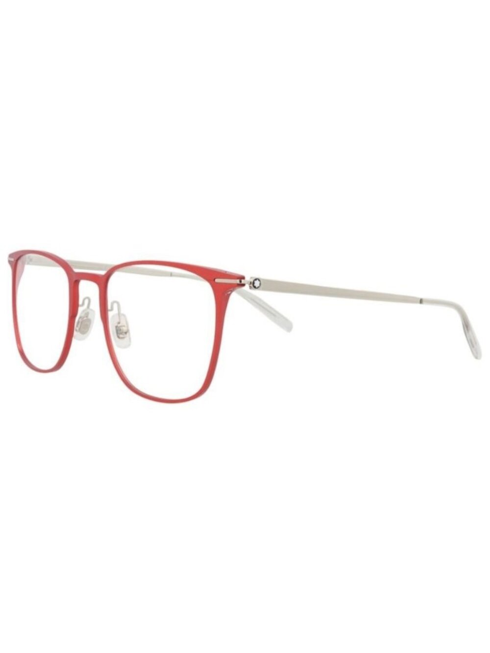 New Montblanc Mens Square/Rectangle Red Silver Transparent Fashion Designer Eyeg